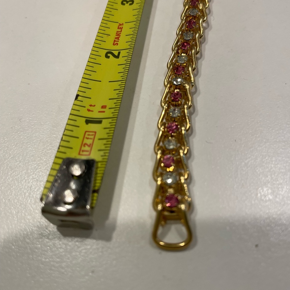 Faux Diamond And Tourmaline Gold Bracelet Costume jewelry. - Picture 4 of 9